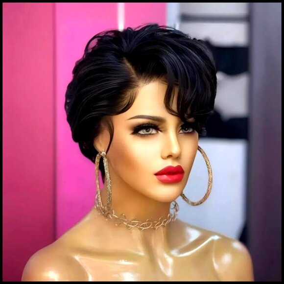 Short Pixie Cut Lace Front Wig Human Hair Pre Plucked T Part Glueless main image 6